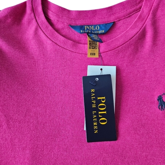 NWT Polo by Ralph Lauren Girls 12-14  Dark Fuchsia Ruffle Long Sleeve Tee - Picture 6 of 7